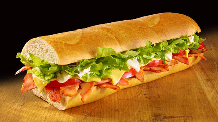 Croque mit Haehnchen Salat Tomaten Kaese und Remoulade, Fastfood, isolated, 