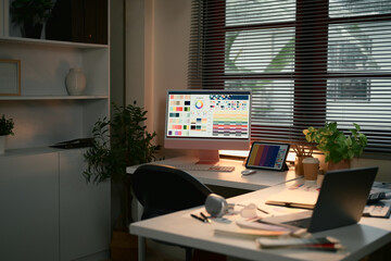 Graphic designer workspace, no people
