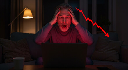 Businessman looking worried over stock market decline

