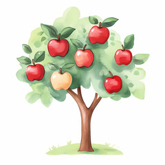 Colorful apple tree with ripe fruit in a cheerful, vibrant setting Generative AI