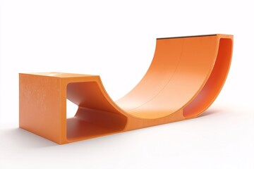 3D skateboard ramp placed on a white backdrop, with a fun, smooth plastic texture.