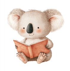 Adorable Koala engrossed in reading a book, a heartwarming scene of quiet contemplation and gentle learning.