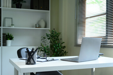 Laptop computer on table. Workspace concept