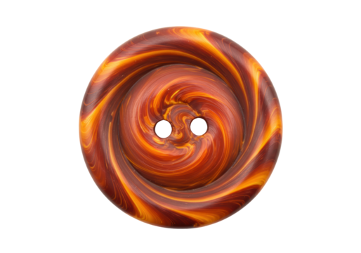 Isolated Swirled Button with Orange and Brown