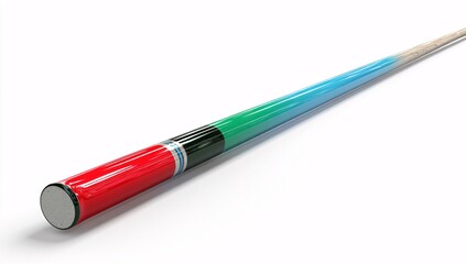 3D rendered billiards cue stick isolated on a white background in cartoon plastic design.