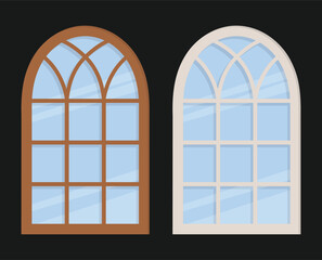 Flat design of isolated closed arched window
