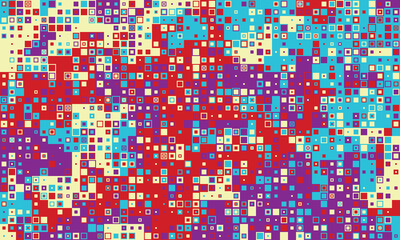 Vibrant abstract pixel art background.  A dynamic mosaic of colorful squares creates a modern, energetic design perfect for websites, presentations, or textile prints.