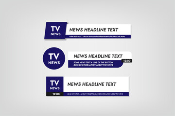 set of dark blue news banners on sermo background with information text