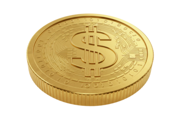 Isolated Golden Bitcoin Coin Digital Currency Investment