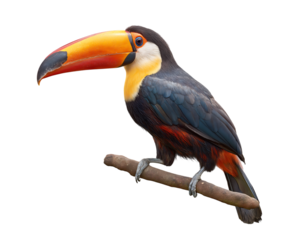 Orange Giant toucan bird isolated on a transparent background