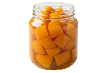 Isolated Jar of Pickled Peaches Preserved Fruit Dessert