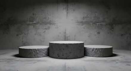 Concrete Podium  Modern Minimalist Stone Product Display, Three Tiered Platform for Award Ceremony, Presentation, or Product Showcase