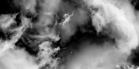 Luxury smoke on black background. White Cloud Isolated on Black Background.  Fog or smoke isolated transparent special effect. Vector illustration.Beautiful cirrus clouds on white sky on a sunny day.