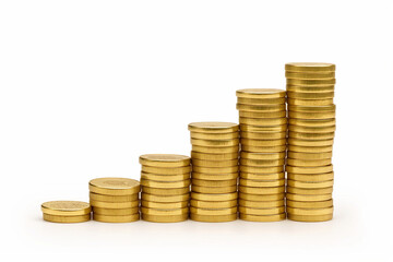  Golden Coin Stack Isolated on White