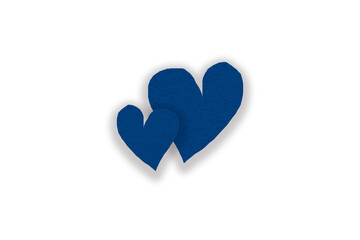 Isolated blue paper heart shape on transparent background. Valentine's Day. Red heart with shadow. Love. Illustration.