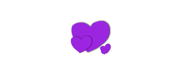 Purple paper heart shape isolated on transparent background. Valentine's Day. Red heart with shadow. Love. Illustration.