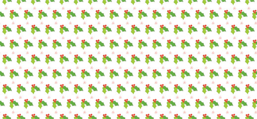 Seamless holly cluster pattern for festive design