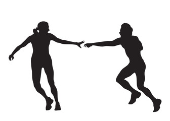People athletes on running race on white background
