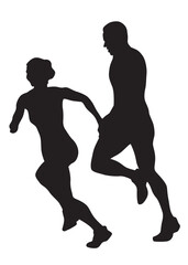 People athletes on running race on white background