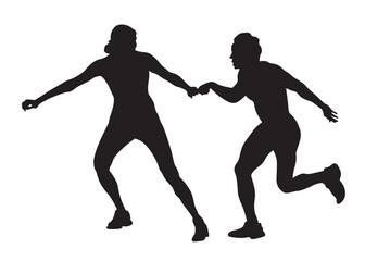People athletes on running race on white background