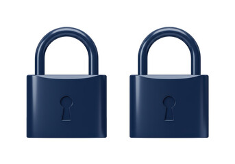 Isolated Deep Blue Padlocks Symbolizing Safety and Security