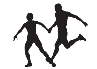 People athletes on running race on white background