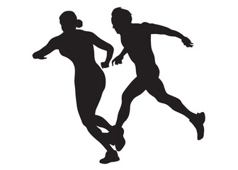 People athletes on running race on white background