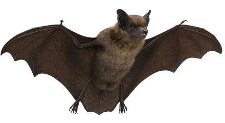 Isolated Bat in Flight with Wings Spread