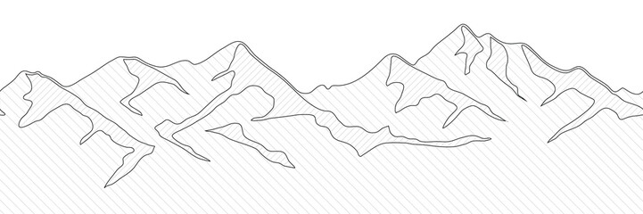 Mountain vector drawing, line art vector, abstract stylization, minimalism