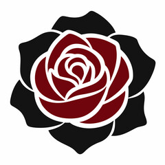 vector black silhouettes of rose flowers isolated on a white background.