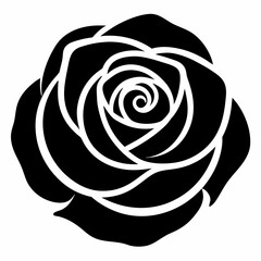 vector black silhouettes of rose flowers isolated on a white background.