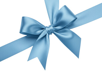 Isolated Light Blue Ribbon and Bow for Elegant Gift Wrapping