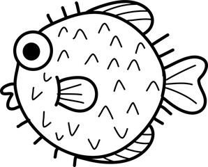 Doodle line art fish 8