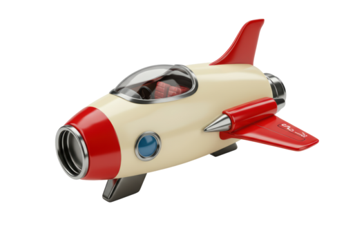 Isolated Vintage Rocket Ship - Retro Space Exploration