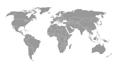 Grey Flat World Map Per Country Design