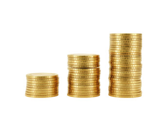 Isolated Gold Coin Stacks - Financial Growth and Prosperity