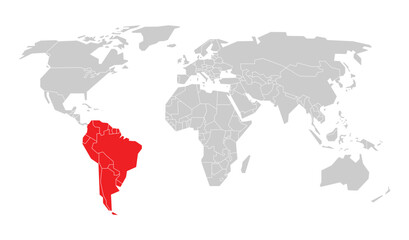 Obraz premium Flat Design South America Continent World Map