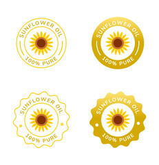 sunflower oil pure label white and yellow color. natural ingredient for cosmetic or beauty product, cosmetic, or cooking stuff.