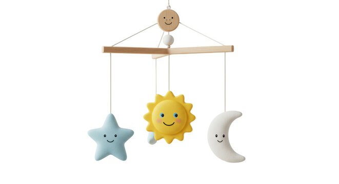 Isolated Baby Mobile with Sun, Moon and Star