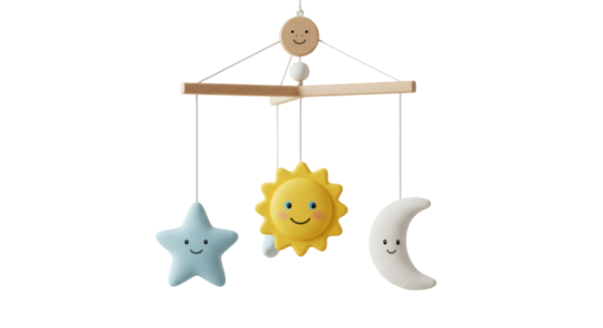 Isolated Baby Mobile with Sun, Moon and Star