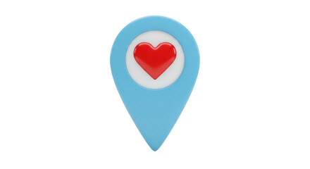 Isolated Location Pin with Heart