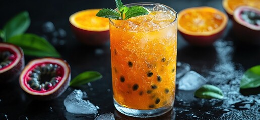 Refreshing passion fruit and orange drink