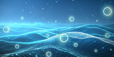 Technology with data waves and secure online connectivity in the future. 3d rendering