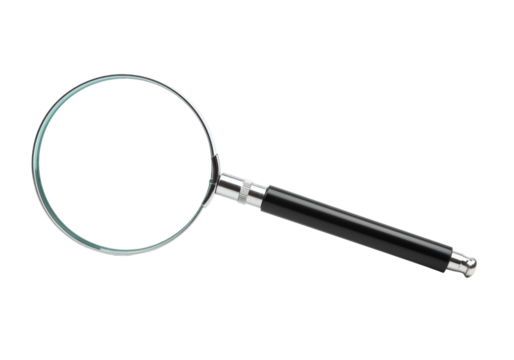 Isolated Classic Magnifying Glass with Black Handle
