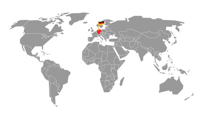 Germany Location On Simple World Map Flag