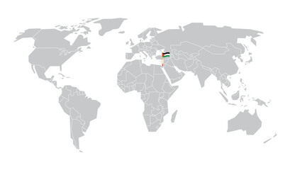 Palestine Located On Simple World Map Flag