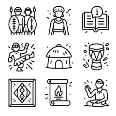 Fototapeta premium Zulu nine line drawings showcase the rich tapestry of zulu culture.