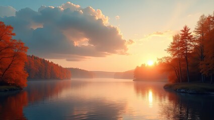 sunrise over the river