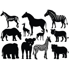 African Savannah Animals Lion Elephant Zebra