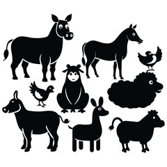 Set of Farm Animals Cow Pig Sheep and Goat